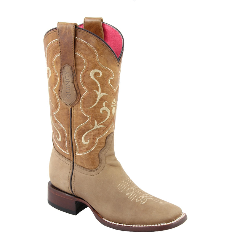 QUINCY Women's Choco/Pink Western Boots - Square Toe