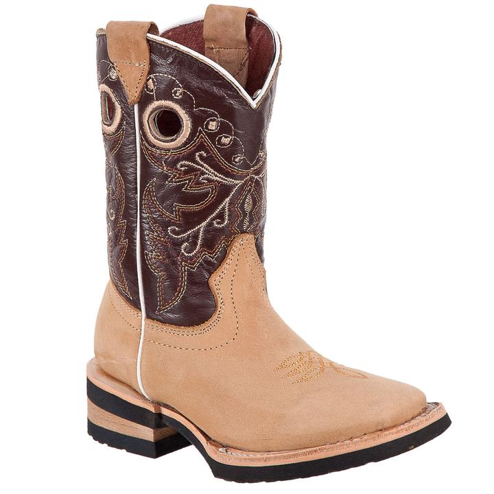 QUINCY Kids' Tan/Blue Rodeo Boots