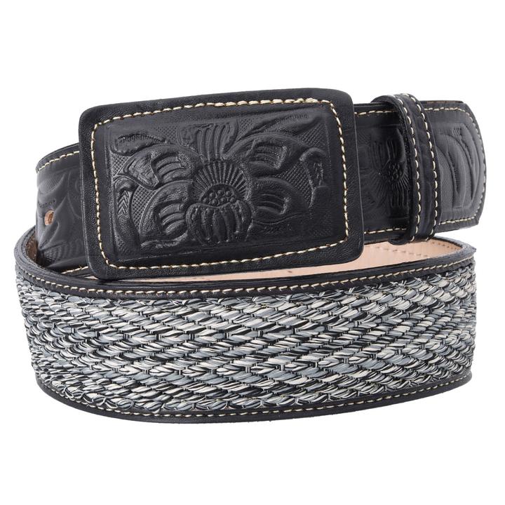 WHITE DIAMOND Men's Black Western Belt