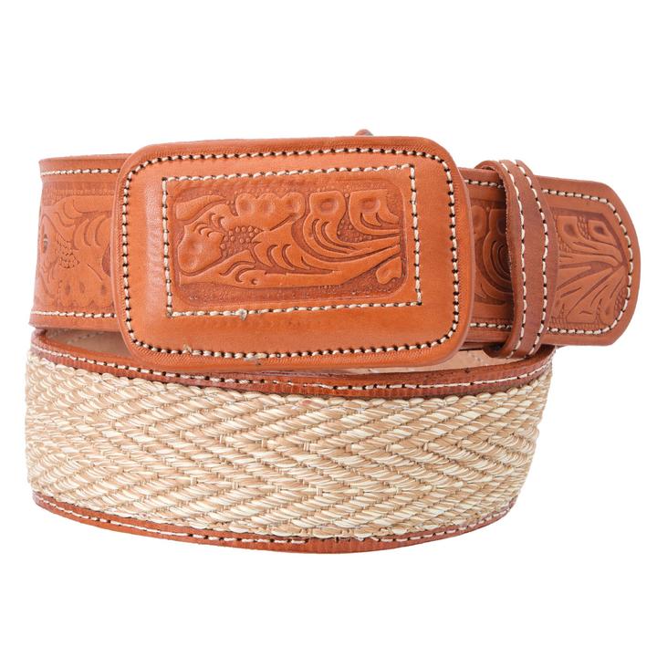 WHITE DIAMOND Men's Tan Western Belt