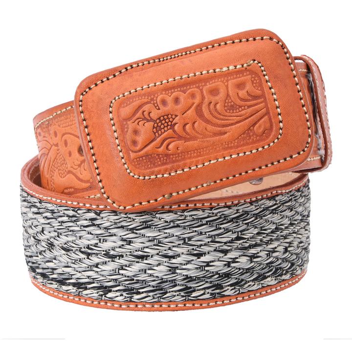 WHITE DIAMOND Men's Tan Western Belt