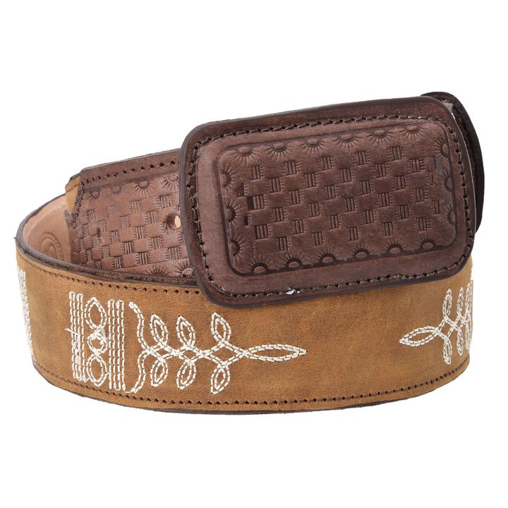 WHITE DIAMOND Men's Brown Western Belt