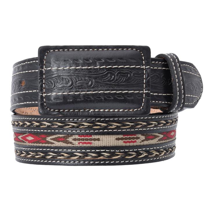 WHITE DIAMOND Men's Black Western Belt