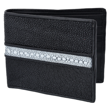 Men's Embroidered Black Leather Wallet