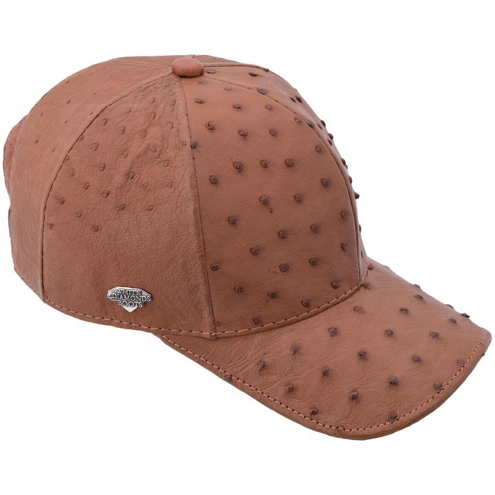 WHITE DIAMOND Full Quill Ostrich Cognac Cap