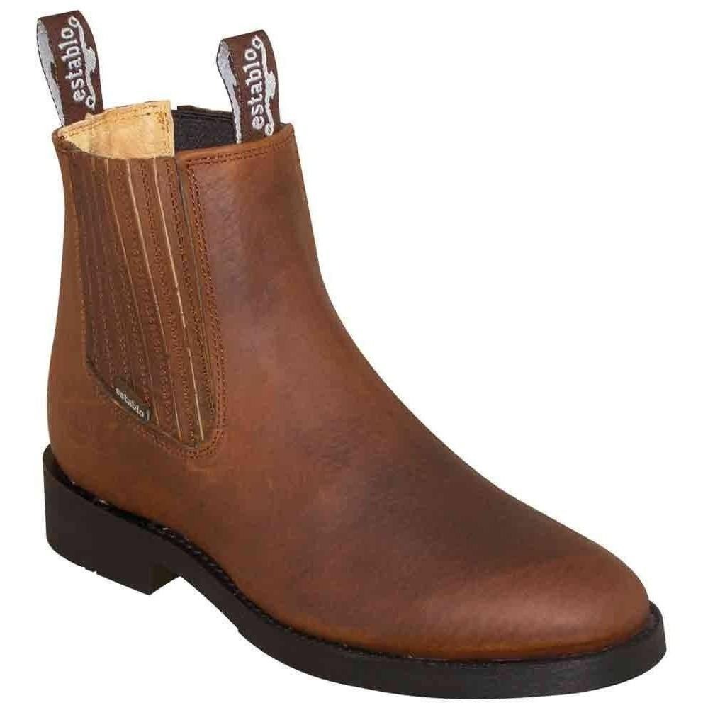 ESTABLO Men's Tan Ankle Boots