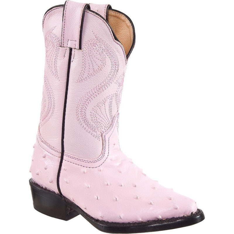 DIEGO'S Kids' Pink Ostrich Print Boots - Pointed Toe