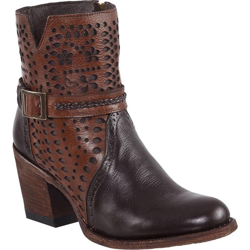 QUINCY Women's Choco/Cognac Boots - Round Toe