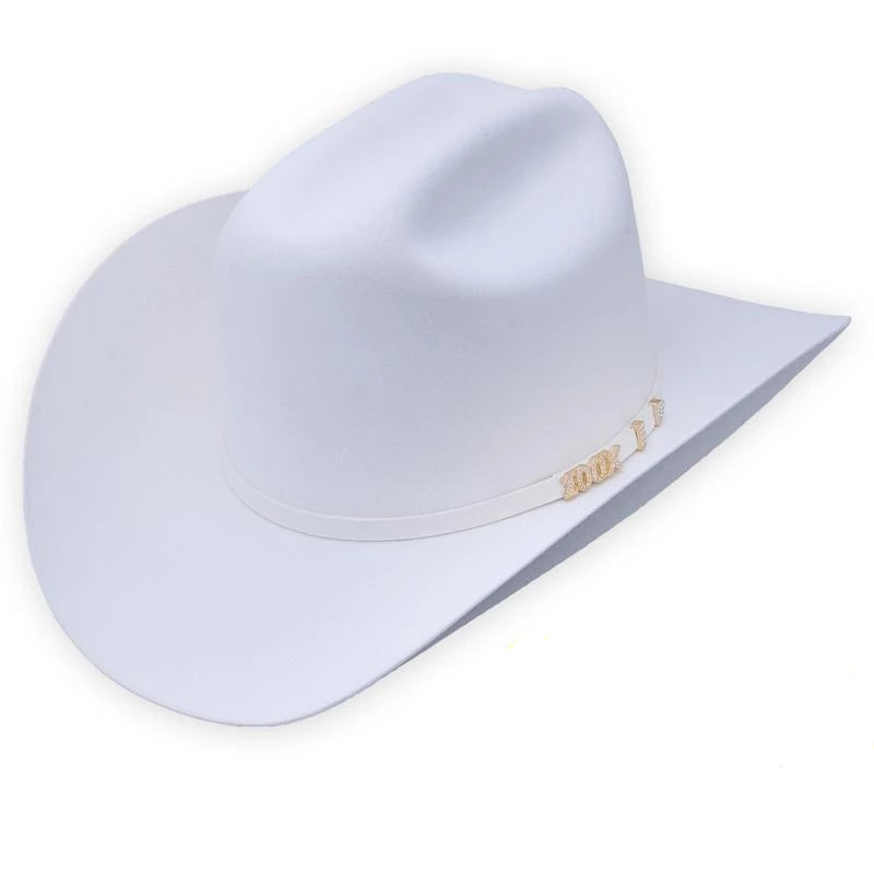 SERRATELLI Men's White 6X Beaver Felt Cowboy Hat