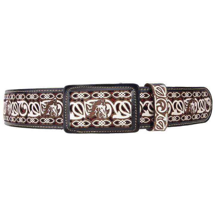 WHITE DIAMOND Men's Brown Laser Cut Western Belt